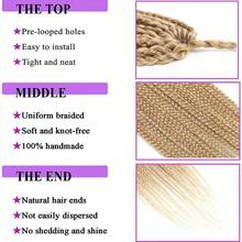 8 Packs Box Braids Crochet Hair Crochet Box Braids Pre-Looped Synthetic Hair Crotchet Box Braids Hair 18/24 Inch - Blonde Ombre - View 3