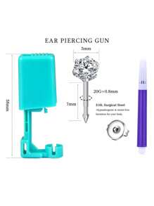 6Pcs Ear Piercing Gun Kit, Disposable Self Ear Piercing Kit With 16G CZ Crystal Stainless Steel Earrings For Cartilage Tragus Helix Safety Silver Ear Piercing Gun Kit Tool - Multicolor - View 2