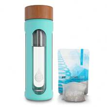 Invigorated Water PH Hydrate Glass Alkaline Water Bottle - Portable Filtered Water Bottle - Water Bottle Filter - Increase PH (400 Ml) - Alkaline Water Bottle With Filter - Glass Water Bottle Filter - Baby Blue - View 1
