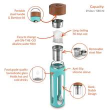 Invigorated Water PH Hydrate Glass Alkaline Water Bottle - Portable Filtered Water Bottle - Water Bottle Filter - Increase PH (400 Ml) - Alkaline Water Bottle With Filter - Glass Water Bottle Filter - Baby Blue - View 4