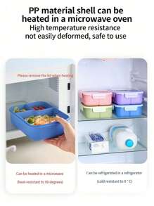 1Pc Cartoon Lunch Box, Microwaveable, Portable, Salad, Rice Bowl, Suitable For Students & Working Class, Fruit, Vegetables, Sandwich, Perfect For Meal Prep School Supplies,Back To School - Multicolor - View 5