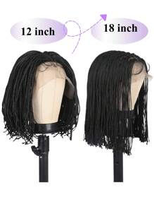 13x4 Lace Front Wig 12"/18" Box Braided Lace Front Wigs Full Braids Natural Color With Baby Hair Premium Synthetic Glueless Braided Wigs For Women For Daily Wear - Black - View 7