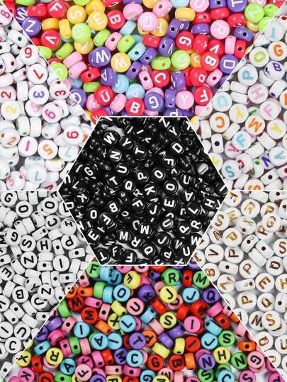 100pcs Colorful Acrylic Alphabet Beads For Jewelry And Bracelet Making - Round, Flat, And Square Shape - Great For DIY Jewelry And Personalized Handmade Gifts