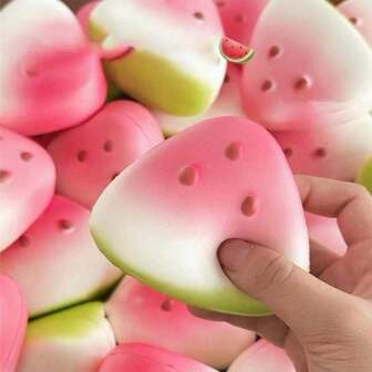 1 件西瓜形状坐立不安玩具，造型粘土西瓜寿司模拟玩具，用于缓解压力，返校，圣诞节和