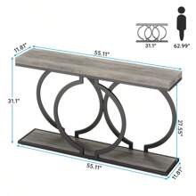 Tribesigns 55 " Gold Console Table, Faux Marble Entryway Table Narrow Long Sofa Table Accent Table For Living Room - Grey - View 8
