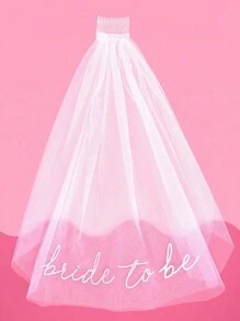 1 chiếc lược băng đô cô dâu, mạng che mặt tiệc cưới, phụ kiện tóc độc thân - trắng - Xem 2