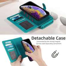 Compatible With IPhone 11 Wallet Case,IPhone 11 Case With Card Holder,Multi-Function Wallet Case,2 In 1 Detachable Magnetic Wallet Case With Card Holder,PU Leather Flip Cover With Lanyard,13 Card Slots Blue For Halloween, Christmas, Birthday, New Year Gifts, Gifts For Friends