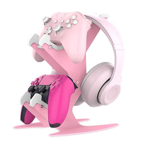 Controller Holder, Game Controller Rack Headset Stand For Xbox Series X S/Xbox One / PS5 / PS4 / NS/PC/Headset, Aluminum Metal Headset Mount Universal Organizer For Video Game Accessories