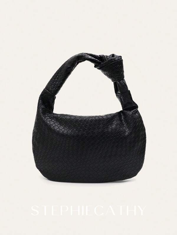STEPHIECATHY Sac à épaule classique et pour femmes en PU végétalien doux, avec motif gaufré tissé, une lanière nouée, une petite poignée supérieure, un modèle hobo léger et portable pouvant être porté sous le bras. Sac à main polyvalent pour un usage casual, les déplacements quotidiens et les voyages, adapté à toutes les saisons.