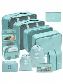 11入組標語圖案旅行收纳包 - 藍色 - 查看 9