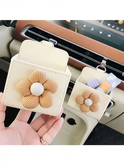 汽车通风口悬挂式储物袋，随机颜色黑色/白色夹子附赠