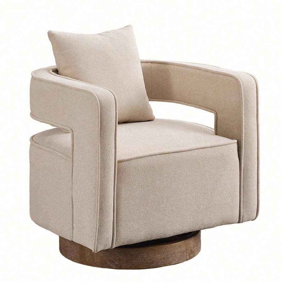Swivel Accent Open Back Chair Modern Fabric Comfy Sofa Chair With Wood