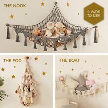 Macrame Dream Lights Boho Stuffed Animals Net Or Hammock With LED Light(Not Including Batteries), Extra Large Plush Toy Storage Holder For Small Or Large Plushies Love Valentine