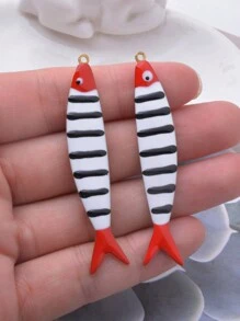 2 pezzi Ciondolo a forma di pesce a doppia faccia, adatto per uso fai da te