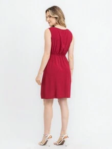 JIN SER Viscose Dress - Burgundy - View 5