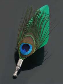 1 Feather Peacock Feather Fashion Brooch Western Ornament Accessory Suitable For Men's Evening Party Wear