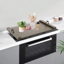 Noodle Board Stove Covers With Handle,Counter Space Top Cover,Stove Top Cover,Farmhouse Decor Tray,Heat Resistant Protects Stove,Laminate Wood Handmade Cookware,For Apartment,Kitchen,RV(Gray)