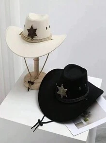 Pălărie de soare occidentală, accesorii stea cu șase colțuri din bronz, pălărie de cowboy vintage de vest, pălărie moale, pălărie de petrecere în aer liber, pălărie de cowboy de bar 1 bucată Halloween