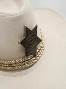 Pălărie de soare occidentală, accesorii stea cu șase colțuri din bronz, pălărie de cowboy vintage de vest, pălărie moale, pălărie de petrecere în aer liber, pălărie de cowboy de bar 1 bucată Halloween