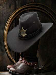 Pălărie de soare occidentală, accesorii stea cu șase colțuri din bronz, pălărie de cowboy vintage de vest, pălărie moale, pălărie de petrecere în aer liber, pălărie de cowboy de bar 1 bucată Halloween