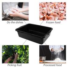 Anbers 4 Packs 35 L Commercial Bus Tubs Box/Tote Box, Plastic Utility Basin Tub, Black - Black - View 5
