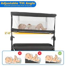 Kinder King Moisés con ruedas para bebé, fácil de plegar y portátil, cuna lateral para recién nacidos con canasta de almacenamiento, malla en todos los lados, cuna de viaje para bebés y niños pequeños, altura ajustable, colchón cómodo y bolsa de transporte, regalo - Gris Oscuro - Ver 7