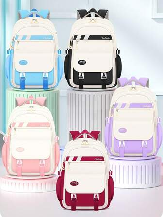 Ny skolväska för barn i grundskolan, 6-12-16 år, flickor, axelväska, årskurs 1-6-9, flerfärgad, söt, lätt, flickväska med stor kapacitet