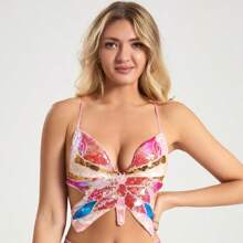 亮片蝴蝶设计肚皮舞服装上衣，表演胸罩