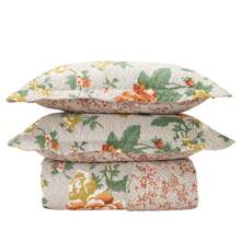 Boutis Ultrasonic Double-Sided 3-Piece Bed Cover Quilt Kit With Pillow Holder - Orange Floral - View 4