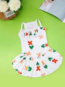 宠物连衣裙冰丝吊带裙花裙狗狗衣服猫咪连衣裙春夏冰丝新款连衣裙百搭公主风猫咪裙欧美公主吊带 - 白色 - 查看 1