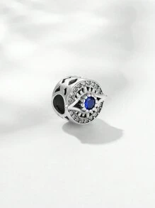 HuooNew 1 件优雅 925 纯银邪眼方晶锆石串珠首饰，男女通用，适合派对/节日 - 銀色 - 查看 2