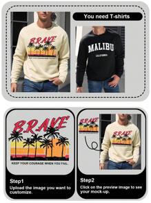 Customized Graphic Sweatshirt For Men, Upload Your Photo/Group Photo/Family Photo For Halloween, Christmas, Birthday, Party Commemorative Customized Pattern, Input Your Text/Blessing/Name/Meaningful/Interesting Text - Apricot - View 4