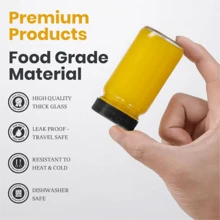 4pcs, 2oz Glass Small Bottle With Lid, Small Transparent Can, Can Hold Coffee, Juice, Cocktails, Samples, Travel Essentials, Wide Mouth Leak Proof, Glass Bottle - Multicolor - View 10
