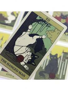 1 pieza Libro guía en PDF "Cómo los gatos dominan el mundo" Cartas Tarot, Juego de cartas de adivinación Tarot, Cartas de entretenimiento para fiestas familiares y de amigos - Multicolor - Ver 4