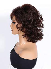 Women Wig 12 Inch Shawl Large Wave Roll Chemical Fiber Hair For Women With Bangs Fashion Women's Synthetic Wig For Daily Or Holiday Party Halloween Costume Ceremony Wear