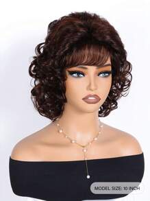 Women Wig 12 Inch Shawl Large Wave Roll Chemical Fiber Hair For Women With Bangs Fashion Women's Synthetic Wig For Daily Or Holiday Party Halloween Costume Ceremony Wear