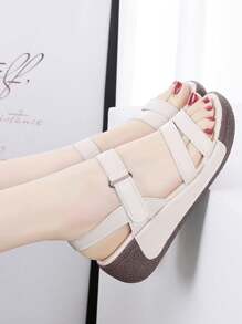 Plus Size Đế Dày Da Thật Chính Hãng Dép Đế Xuồng, Giày Đế Xuồng Nữ, Phong Cách Hàn Quốc - Màu be - Xem 2