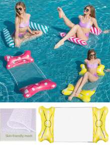 時令玩具充氣水吊床、睡墊、水上躺椅和漂浮睡枕，適用於泳池或沙灘-可折疊便攜-手動充氣泵裝置-1入隨機顏色 - 彩色 - 查看 5