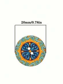 50-Piece Retro Boho Chic WWooden Buttons For Diy Crafts And Sewing -Random Color And Style - Multicolor - View 6
