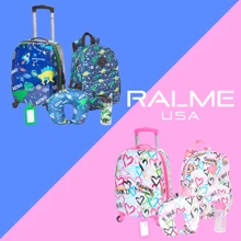 RALME 5 Pc. Girls' Rolling Suitcase Set With Backpack, Neck Pillow, Water Bottle, And Luggage Tag - White - View 8