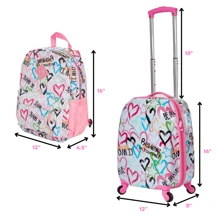 RALME 5 Pc. Girls' Rolling Suitcase Set With Backpack, Neck Pillow, Water Bottle, And Luggage Tag - White - View 3