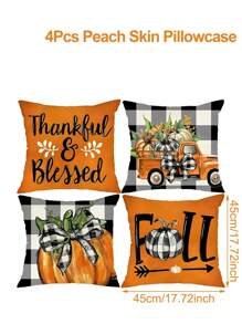 Fall Pillow Covers 4 Style For Fall Decor Buffalo Plaid Pumpkin And Maple Leaves Outdoor Pillows Decorative Throw Pillows 45x45CM Farmhouse Thanksgiving Decorations Autumn Cushion Case For Couch,Christmas - Multicolor - View 6