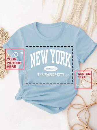 T-shirt personnalisé pour femme - Créez votre propre t-shirt imprimé personnalisé avec votre photo (famille/selfie), ornemental, chien, unique, personnalisé, costume Belle, cadeau idéal pour elle, famille, amis, filles en rose, pour les vacances, pour les anniversaires