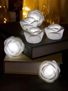 1 szt. LED migający kwiat róży, prezent na Walentynki, wystrój domu, wystrój stołu, propozycja róż ze świecami, róże ślubne, scena walentynkowa, dekoracja sceny spowiedzi - Biały - Zobacz 4