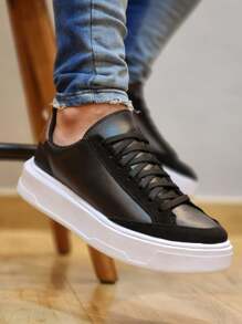Skalvin Men's Casual Sneaker Sneakers High Sole Soft Modern Versatile - 黑色 - 查看 8