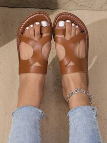 Infradito da donna alla moda e casual,di stile minimalista per uso outdoor e spiaggia, nuovo design estivo - Castano - Visualizzare 4