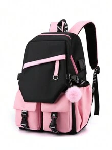 多功能牛津布背包，大容量书包，时尚旅行包，学院风，可容纳15英寸笔记本电脑