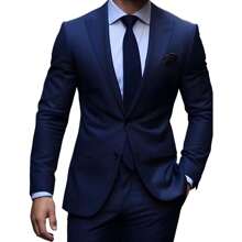 Men's Slim Fit Formal Suit – Sophisticated Design & Slim Fit - Màu xanh hải quân - Xem 10