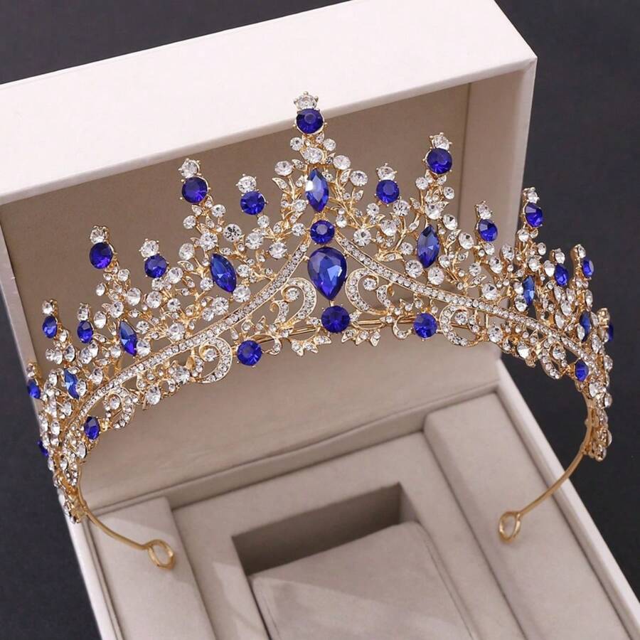 Bride Wedding Hair Crown Tiara T107 - Màu xanh lam - Xem 1
