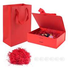 Caja de regalo grande con tapas para regalos, caja de envolver regalos con tapa magnética y cinta para Navidad, Día de San Valentín, cumpleaños, regalos de novia, bodas - Rojo - Ver 1